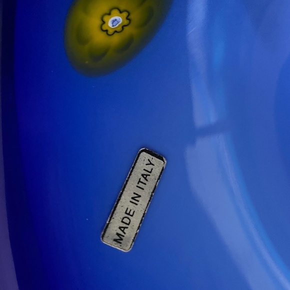 Vintage Murano Millefiori Art Glass Bowl Trinket Candy Dish Cobalt Blue - Picture 7 of 10